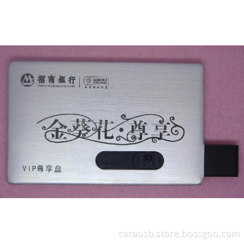 CaraUSB personalized Aluminum metal bank card type Usb flash disk custom drawing card chip can be printed Logo